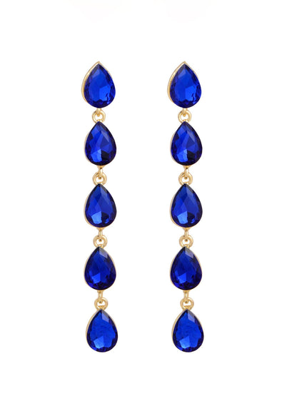 Women's Long Drop Minimalist Earrings with Teardrop Rhinestones