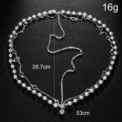 Pearl Double Layer Pendant Rhinestone Hairpiece Accessory