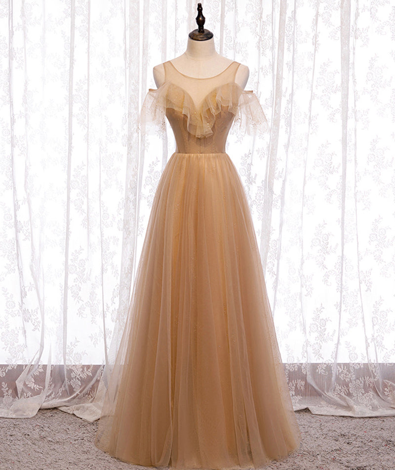 High quality A line tulle long prom dress bridesmaid dress  8370