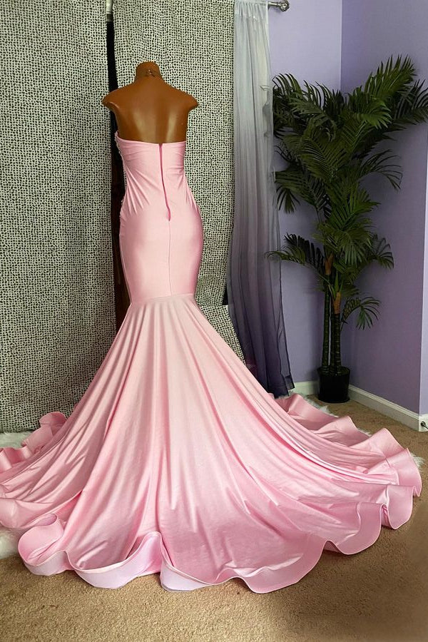 edgynewlook Mermaid Pink High Neck Prom Dress Beaded With Appliques