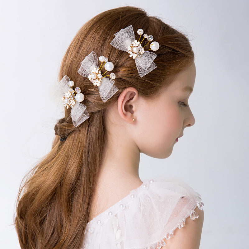 Elegant Delicated Rhinestone Pearl Bow Headpieces