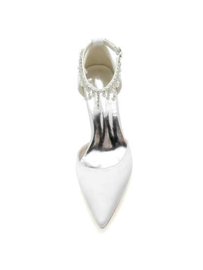 Women's Wedding Rhinestone High Heel Pointed Toe Bridesmaid Shoes