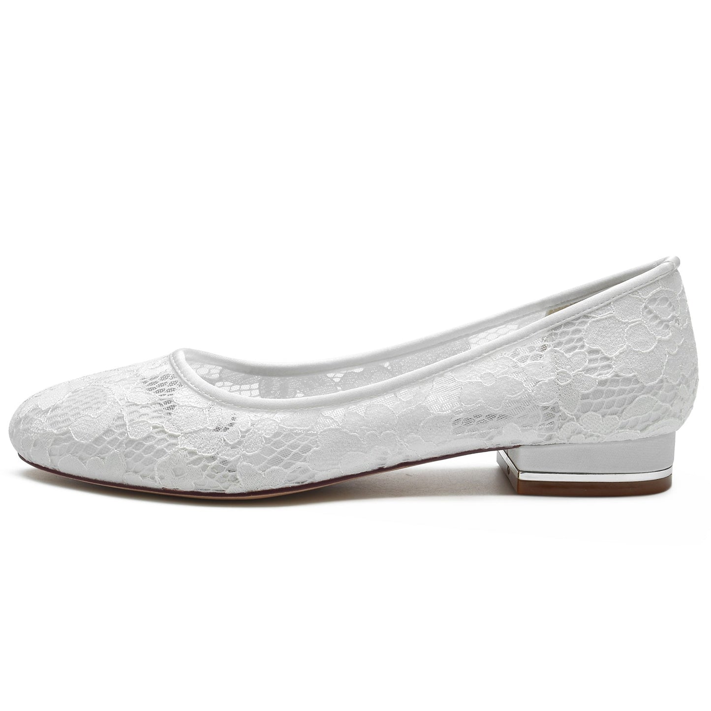 Women's Wedding Shoes Lace Low Closed Round Toe Minimalism Bridal Shoes