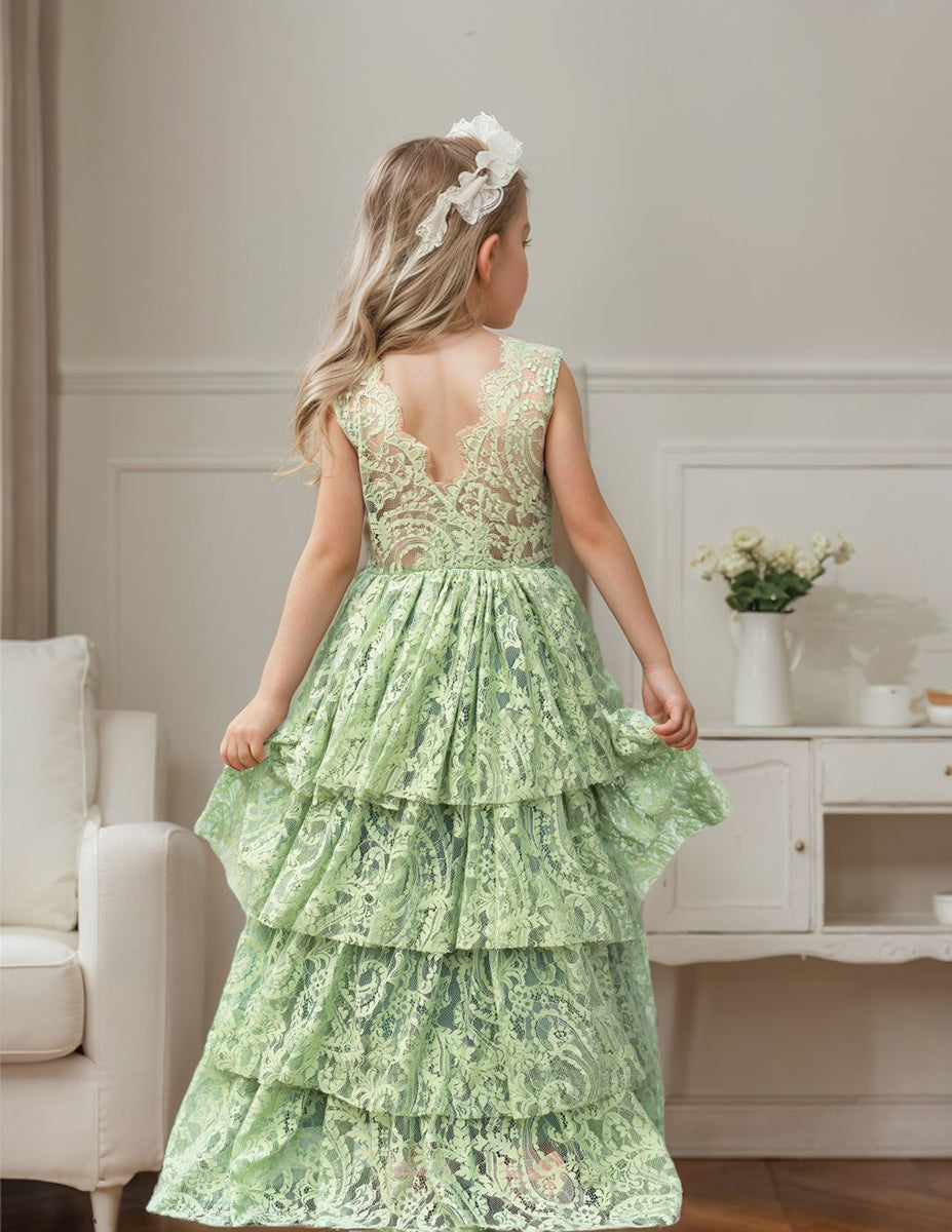 A-line Lace Tulle Floor-length Toddler Flower Girl Dress