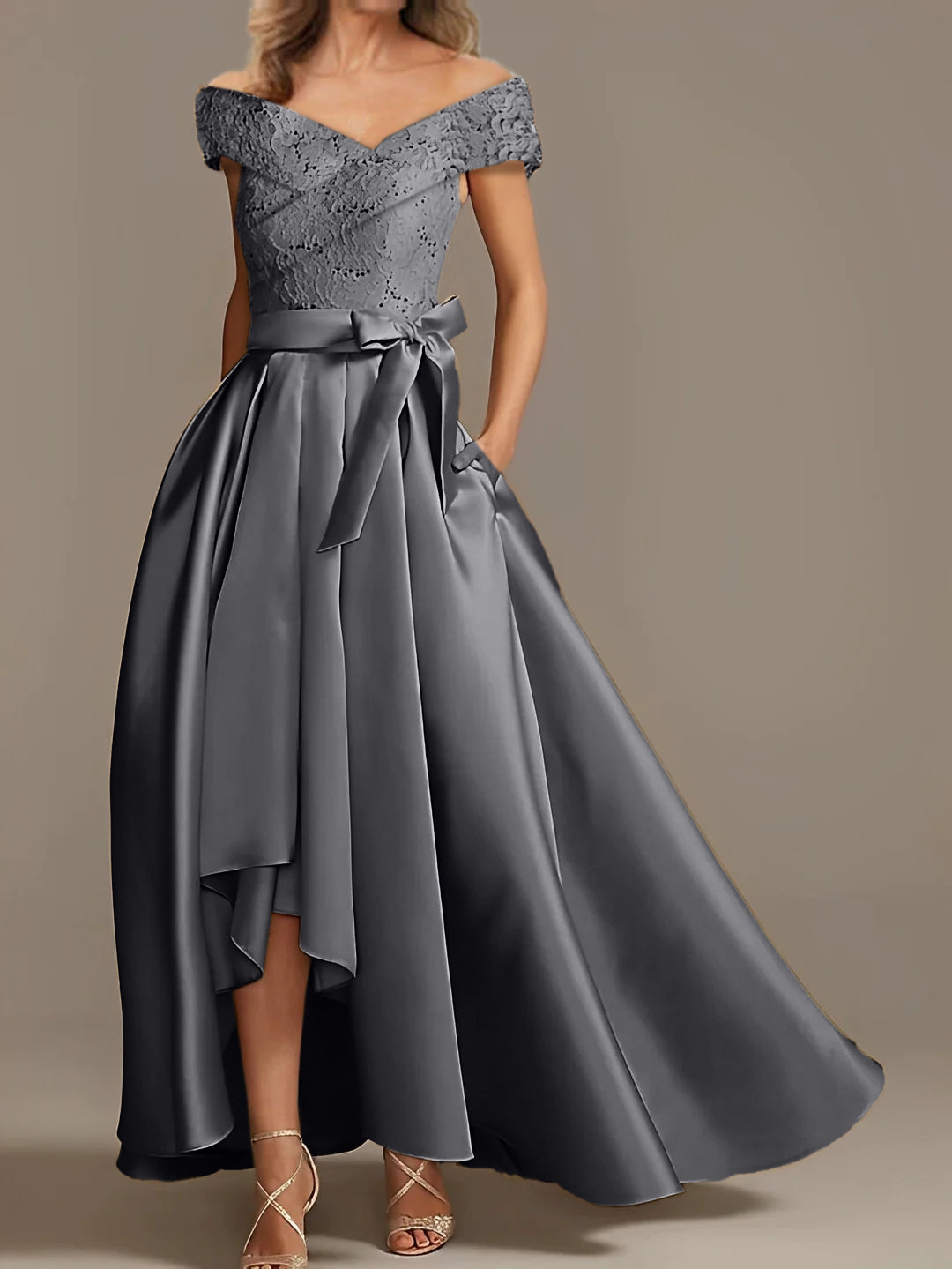 A-Line/Princess Off-the-Shoulder Asymmetrical Mother of the Bride Dresses with Ruffles