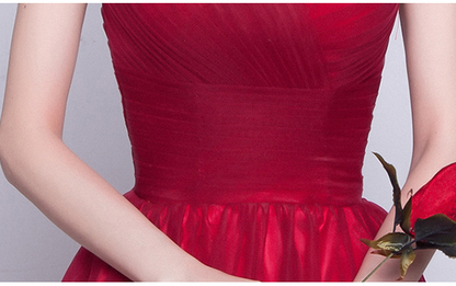 Cute red tulle V-neck short prom dress,homecoming dress  7681