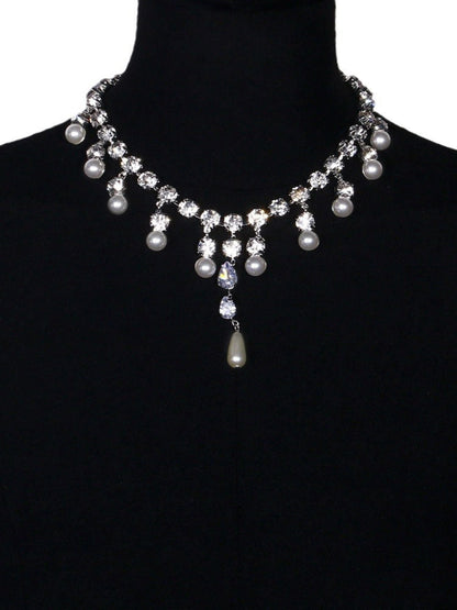 Fashion Simple Pearl Diamond Tassel Sparkling Necklace Accessories