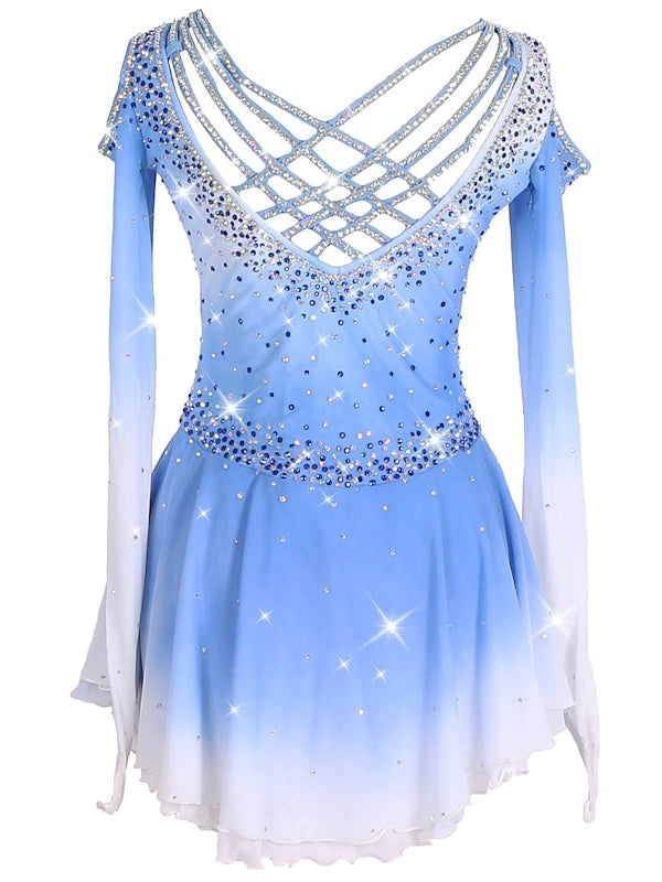 Figure Skating Women's Girls' Training Practice Asymmetric Hem Ice Skating Dress