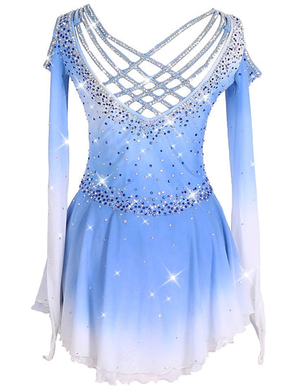 Figure Skating Women's Girls' Training Practice Asymmetric Hem Ice Skating Dress