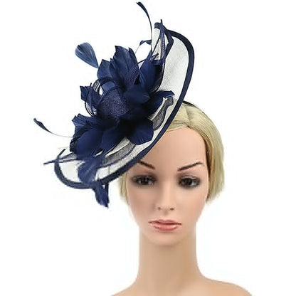 Fascinators Linen Party Evening Cocktail With Feather Headpiece