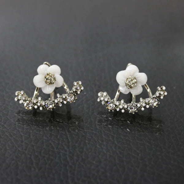 Classic Flower Rhinestone Stud Earrings