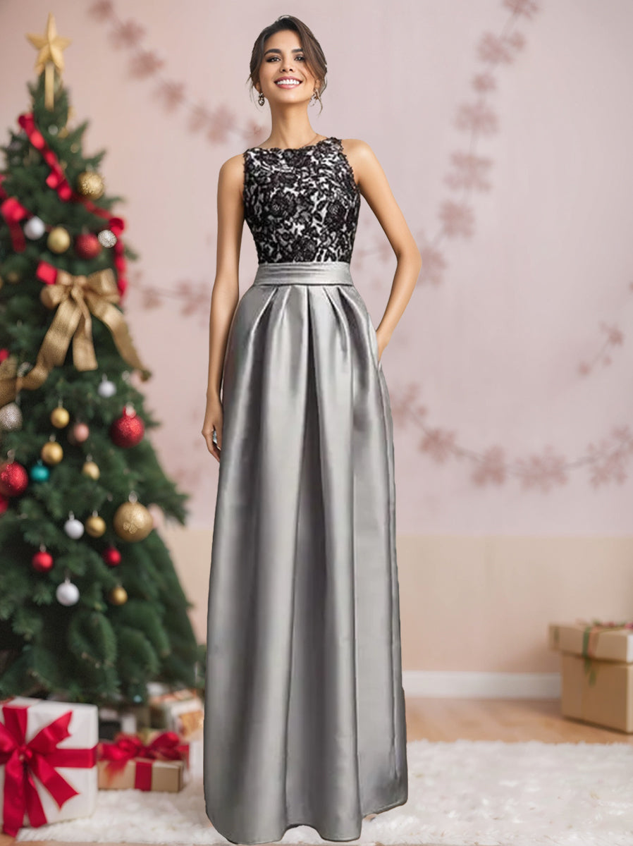 A-Line/Princess Scoop Sleeveless Pleated Mother of the Bride Dresses with Appliques Lace