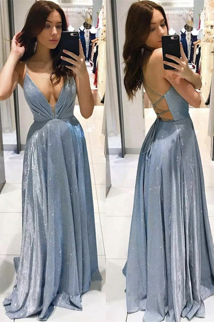 Spaghetti-Straps Sleeveless Prom Dress String Back PD0381