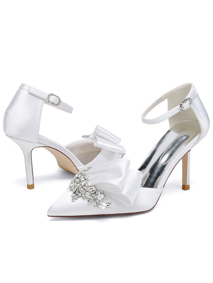 Women's Wedding Rhinestone High Heel Pointed Toe Bridesmaid Shoes