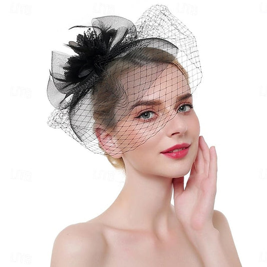 Fascinators Organza Horse Race Cocktail Elegant Vintage With Feather Bows Headpiece