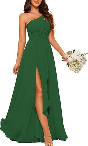 A-Line/Princess One-Shoulder Sleeveless Floor-Length Bridesmaid Dress with Split Side