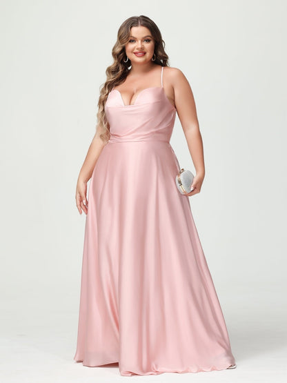 A-Line/Princess Spaghetti Straps Sleeveless Plus Size Bridesmaid Dresses