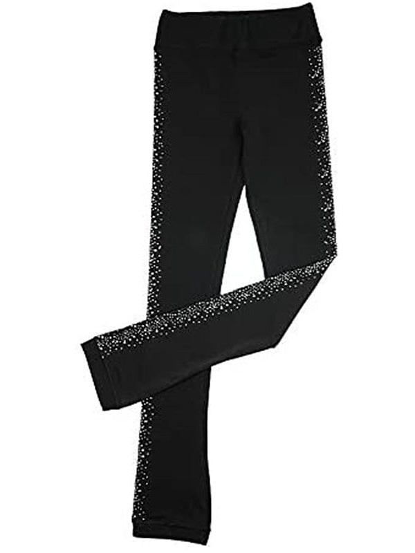 Figure Skating Pants Women's Girls' Dancewear Patchwork Spandex High Elasticity Crystal Rhinestone Ice Skating Leggings