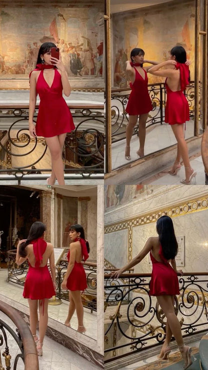 A line Red Birthday Outfits Short Prom Gown Homecoming Dress    fg6135