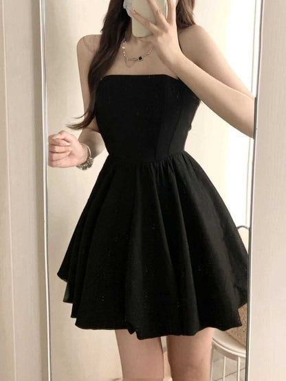 Black Cocktail Dress Short Party Dress Homecoming Dress      fg7505