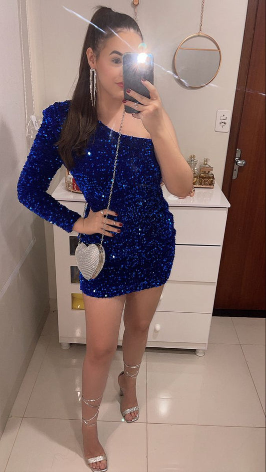 Royal Blue Sequins Bodycon Short Homecoming Dresses      fg6325