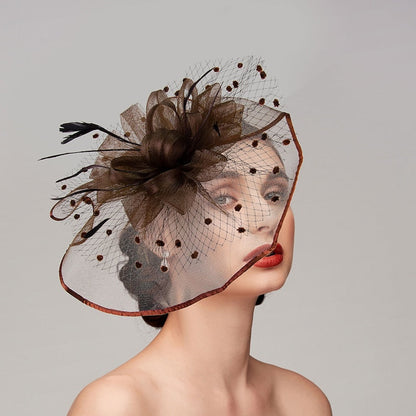 Elegant Retro Melbourne Hat Fascinators Headpiece with Feather & Flower