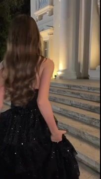 edgynewlook Stunning Black Sequins Sleeveless Strapless Split Long Prom Dress with Ruffles