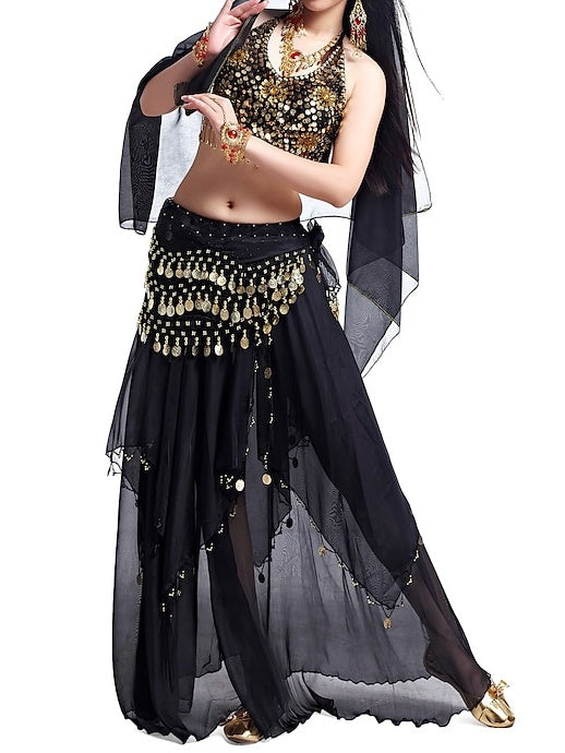 Belly Dance Coin Beading Sequin Women's Chiffon / Performance