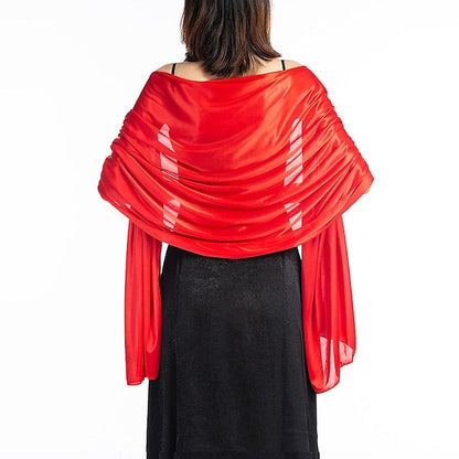 Women's Imitation Silk Sheer Scarf Cape Solid Color Long Shawl Wrap