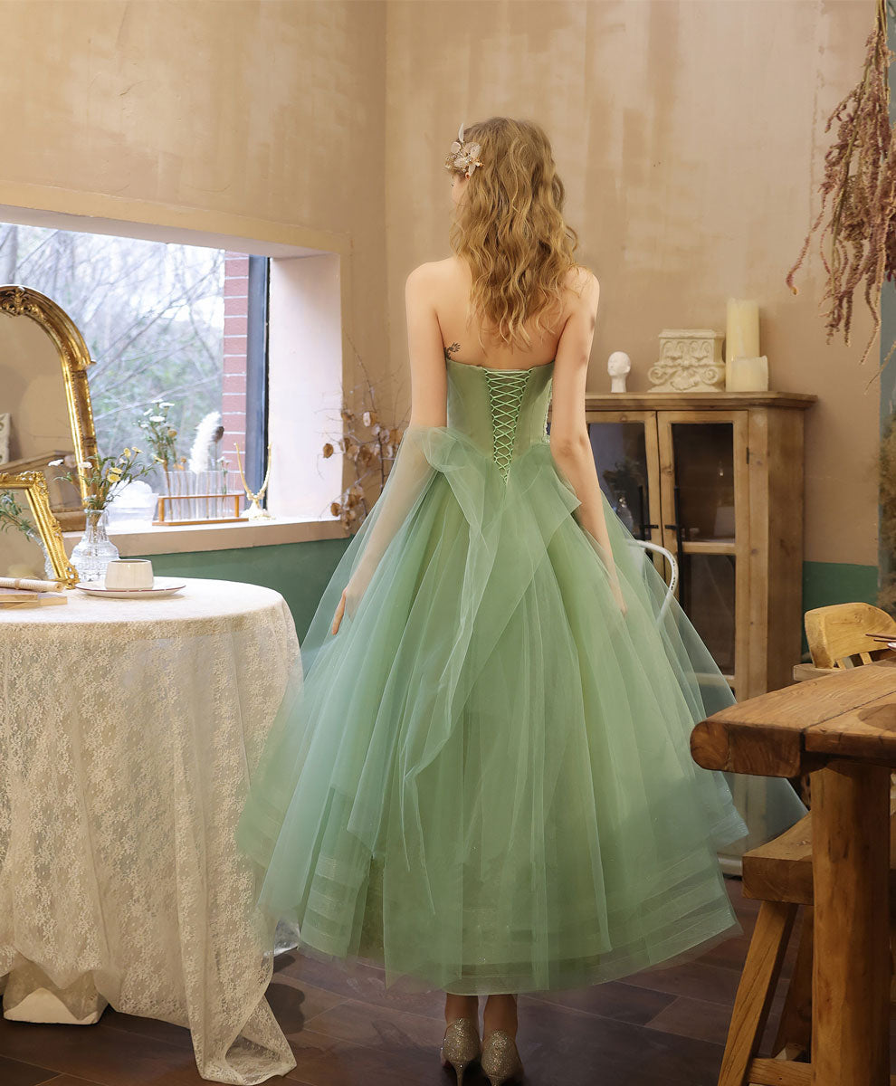 Green tulle short prom dress homecoming dress  8885