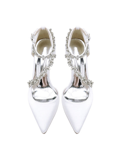 Women's Wedding Shoes Rhinestone High Heel Pointed Toe Bridesmaid Shoes