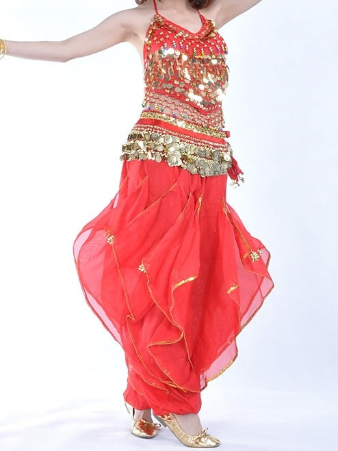 Belly Dance Sleeveless Top Coin Beading Sequin Women's Performance With Beading & Sequin & Coin