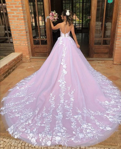 V Neck White Lace Long Prom Dress, Long White Lace Formal Evening Dress, Lace Wedding Dress gh991