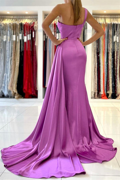 One Shoulder Mermaid Prom Dress With Ruffles PD0385