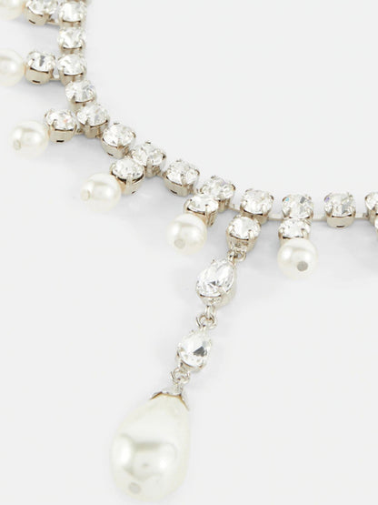 Fashion Simple Pearl Diamond Tassel Sparkling Necklace Accessories