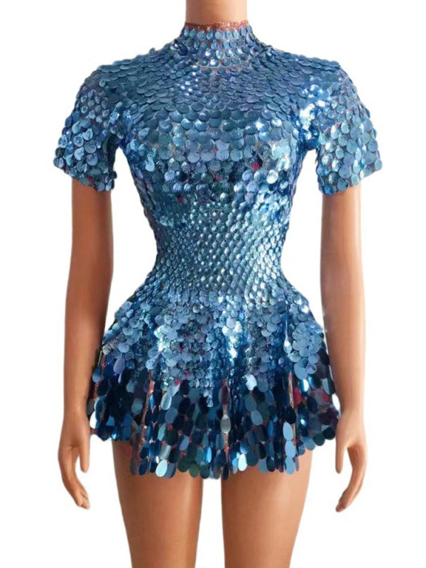 Column/Sheath High Neck Sequins Short/Mini Costume Vintage Party Dresses