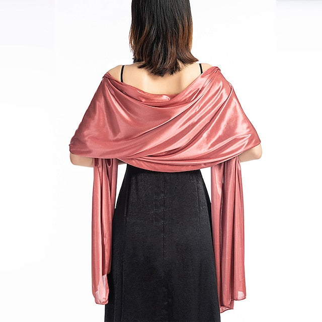 Women's Imitation Silk Sheer Scarf Cape Solid Color Long Shawl Wrap