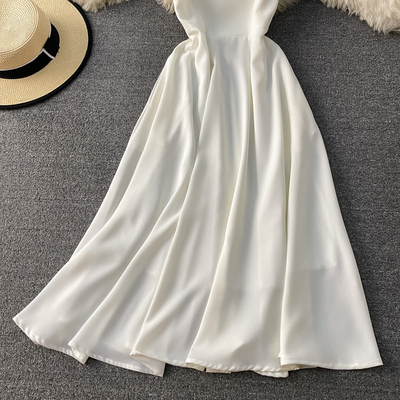 Slim waist Hepburn vintage dress  2890