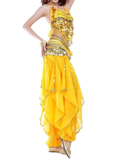 Belly Dance Sleeveless Top Coin Beading Sequin Women's Performance With Beading & Sequin & Coin