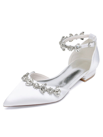 Women's Rhinestone Low Heel Pointed Toe Bridesmaid Shoes