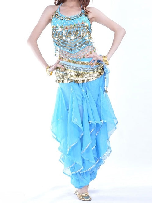 Belly Dance Sleeveless Top Coin Beading Sequin Women's Performance With Beading & Sequin & Coin