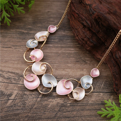 Fashionable Art Enamel Irregular Cutout Petal Alloy Necklace