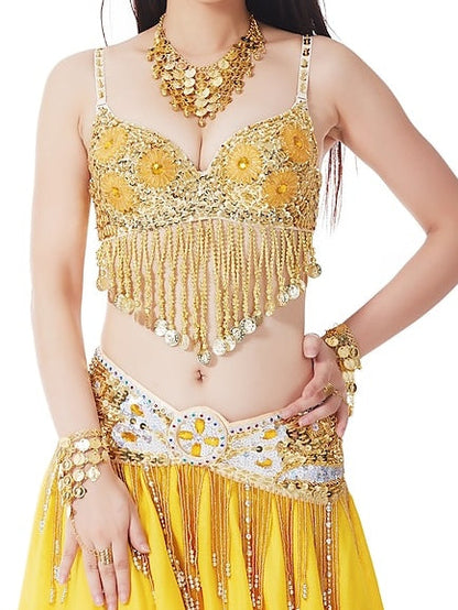 Belly Dance Coin Beading Sequin Women's Training Performance