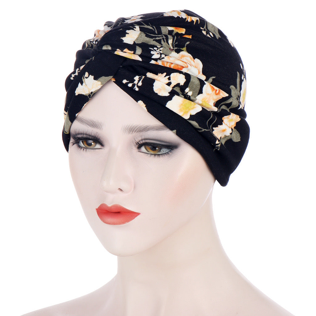 Women Muslim Daily Folding Cross Knotted Hair Elastic Bandanas Turban