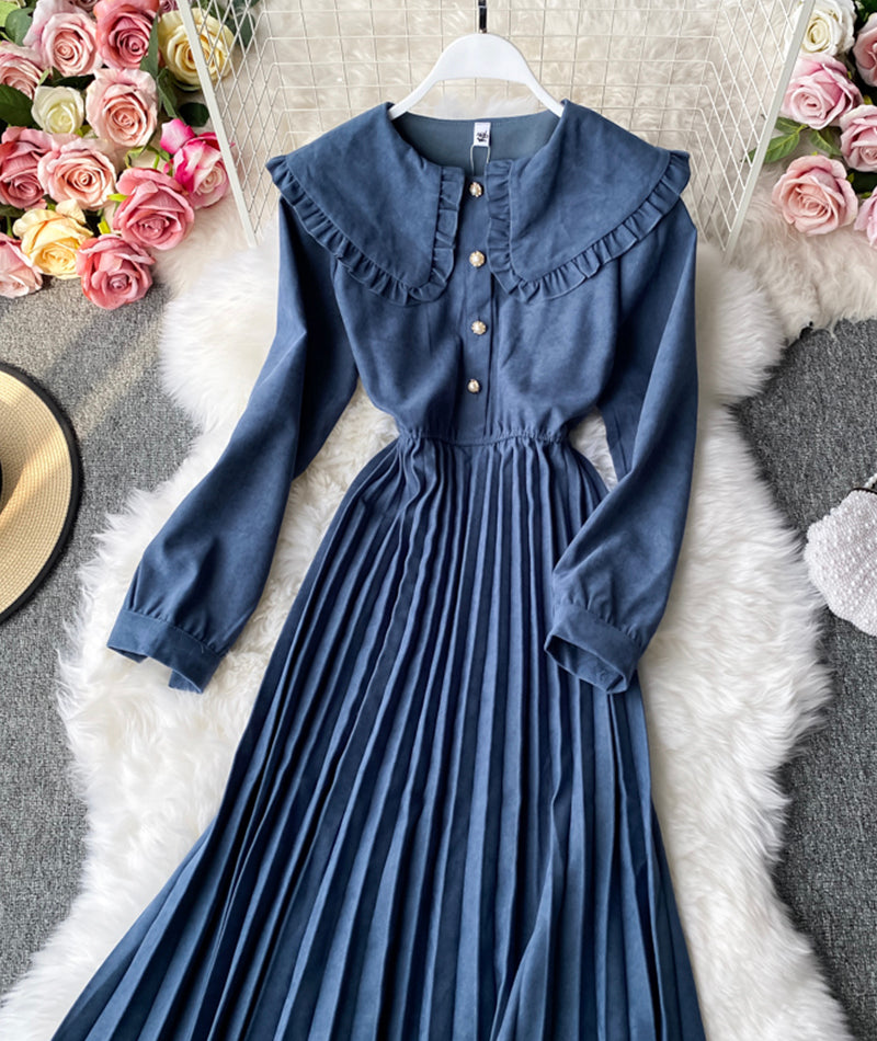 Cute lapel long sleeve dress fashion girl dress  1056