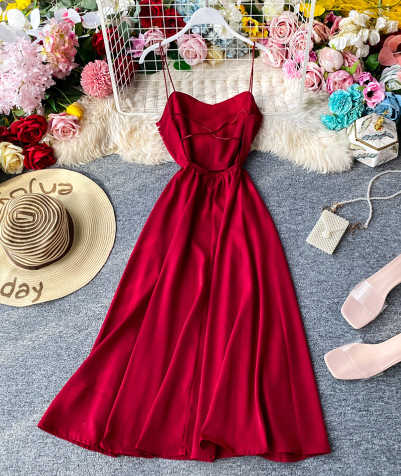 Cute A line chiffon backless dress fashion girl dress  987