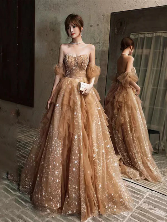 Off The Shoulder Sequin Newest Long Prom Dresses, Wedding Guest Dresses, Fashion Wedding Dresses  gh2227