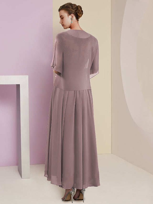 A-Line/Princess V-Neck Tea-Length Mother of the Bride Dresses