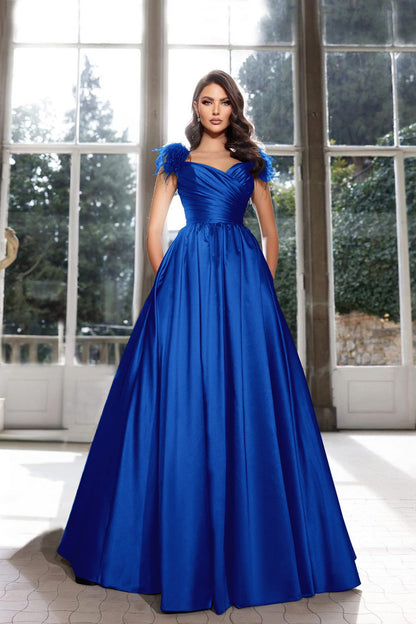 Tassel Prom Dress Dark Navy Sweetheart Off-the-shoulder YL0284