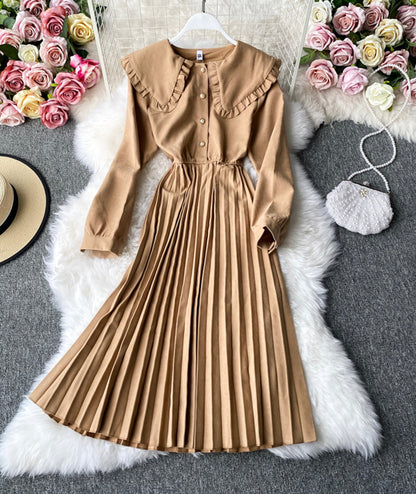 Cute lapel long sleeve dress fashion girl dress  1056